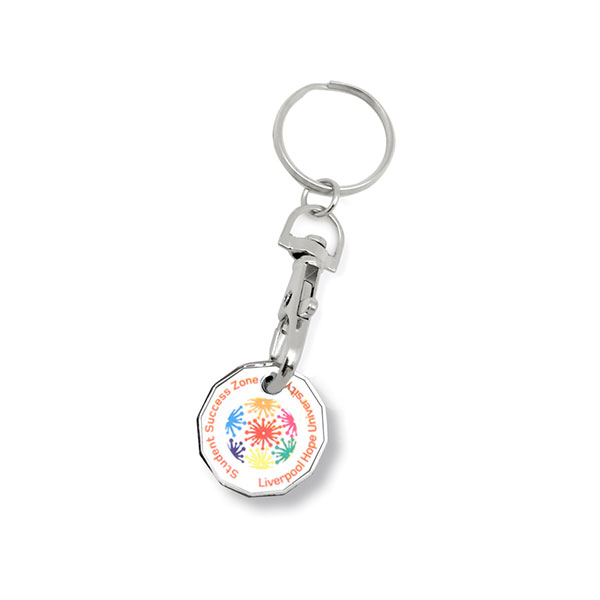 M096 Printed Trolley Token Key Ring - Spot Colour