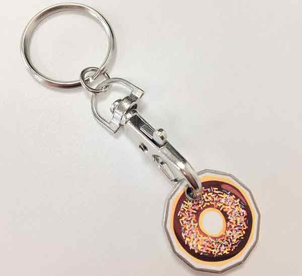 H078 Printed Trolley Coin Key Ring - Full Colour