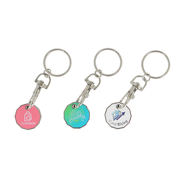 N035 Printed Trolley Token Key Ring - Full Colour