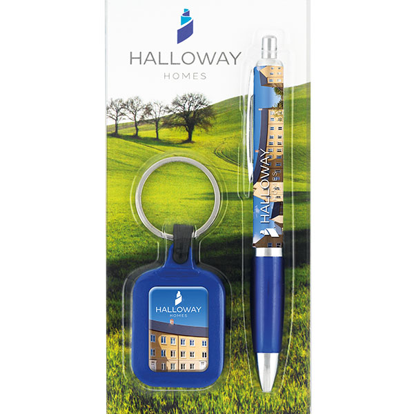 H151 Blister Packed Contour Wrap Ballpen with Kolour Key Ring