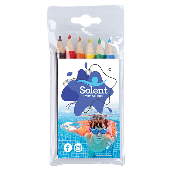 H034 Pack of 6 Half Length Colouring Pencils