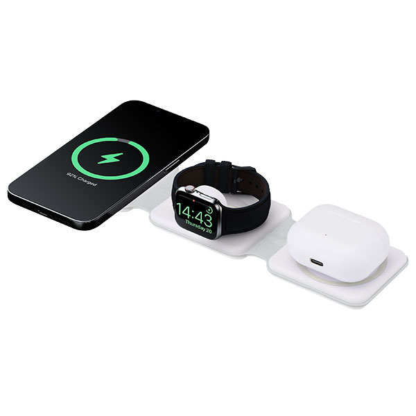 Q016 Armus 3 in 1 Foldable Recycled Wireless Charger - Spot Colour