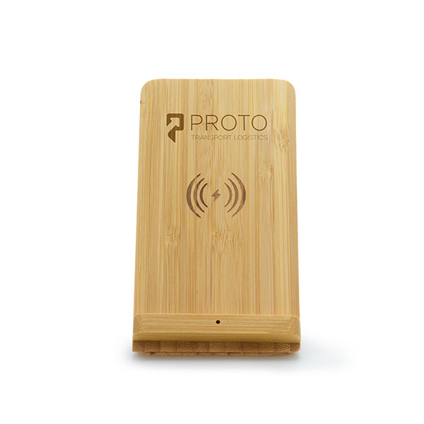 M082 Bamboo Phone Stand With Built In Wireless Charger