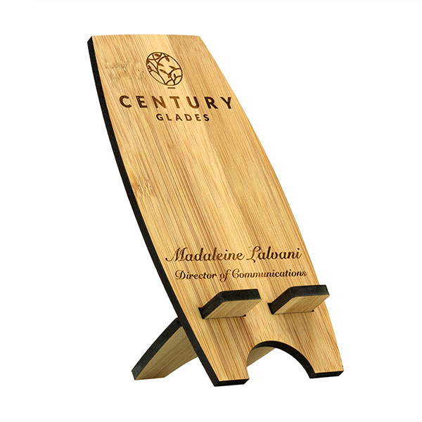 Q015 Moso Bamboo Mobile Phone Stand - Engraved