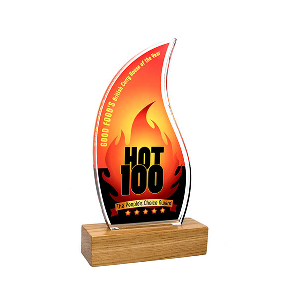 N112 Oak Base Acrylic Award