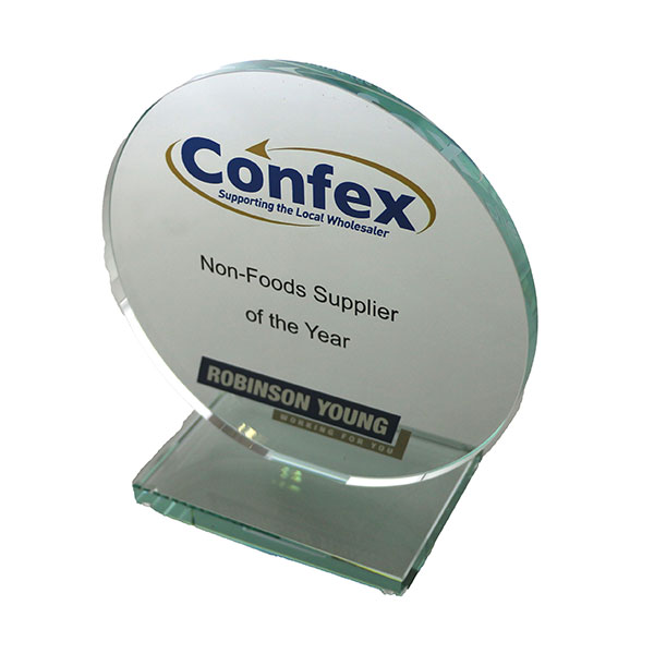 P112 15 x 10cm Jade Glass Circle Award - Full Colour