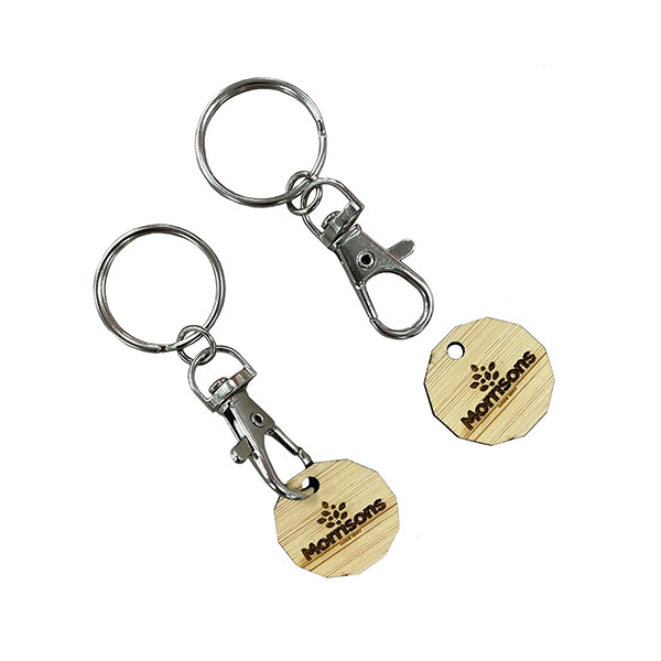 P034 Bamboo Trolley Token Key Ring - Engraved