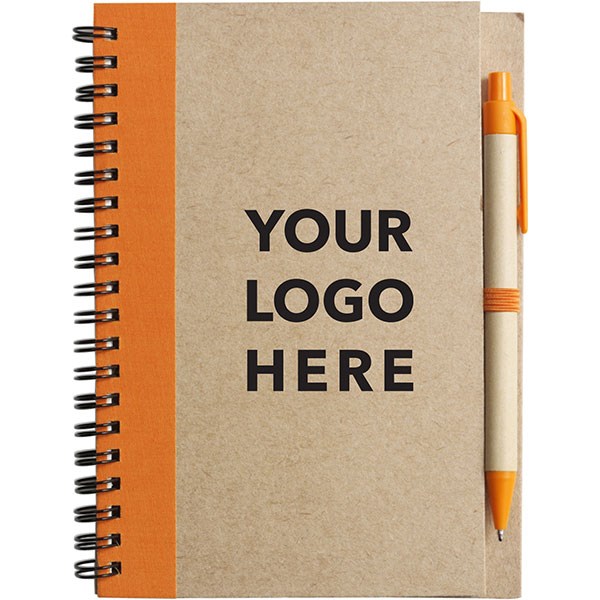 L069 Eco Wirobound Notebook with Pen-Full Colour 