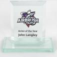 L037 12cm Jade Glass Bevelled Edge Award